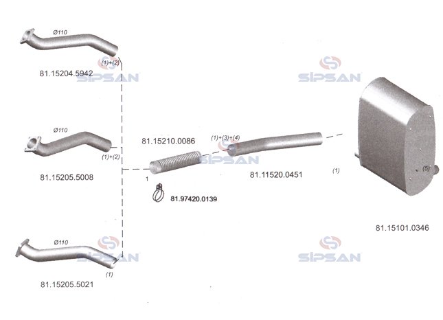 MN TGA/TGX/TGS/ECT  EXHAUST FLEXIBLE PIPE