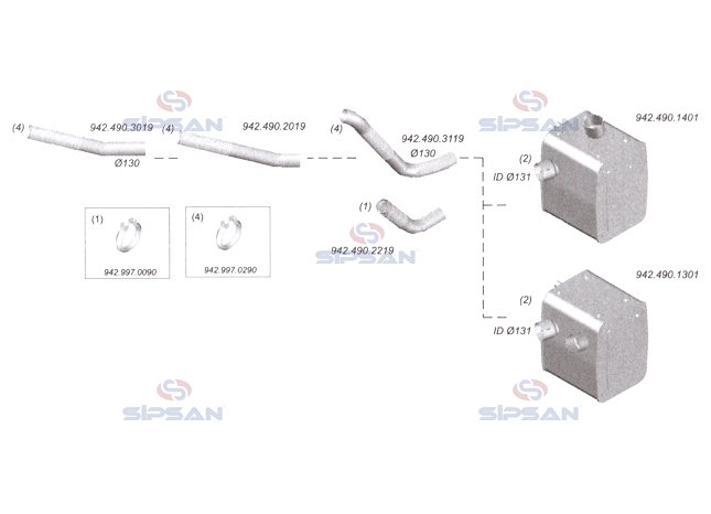 MRC ACTROS V6 EXHAUST FLEXIBLE PIPE